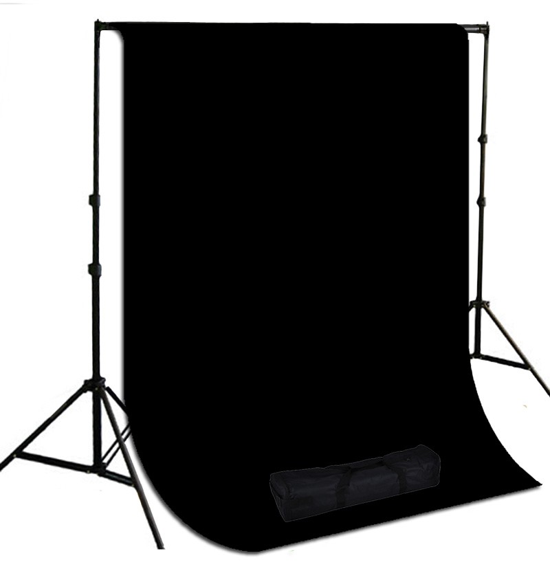 10 x 10 ft. Black Muslin Photography Background with Stand Kit