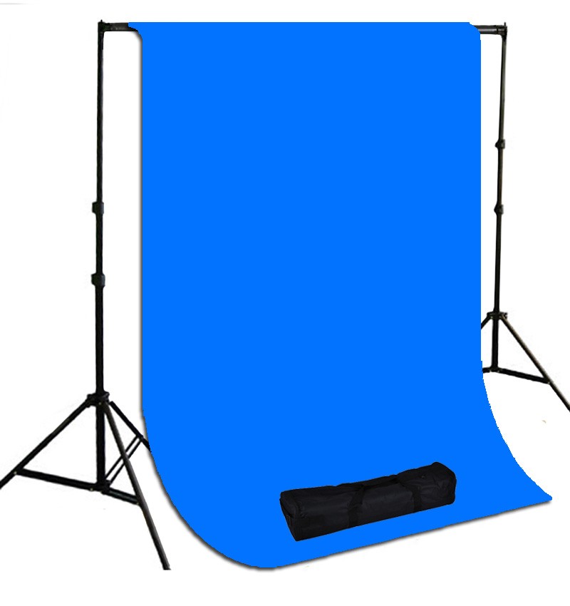 10 x 10 ft. Chromakey Blue Muslin Photography Background with Stand Kit