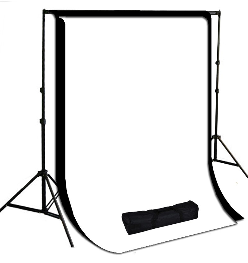 10 x 10 ft. White / Black  Muslin Photography Background with Stand Kit