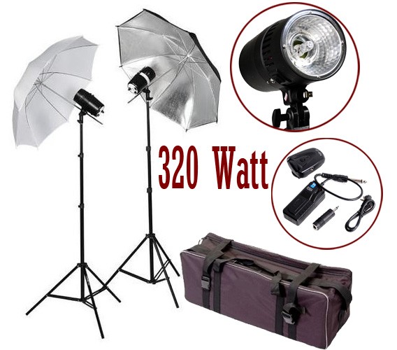 320 Watt Photo Studio MonoLight Strobe Flash Lighting Umbrella Kit