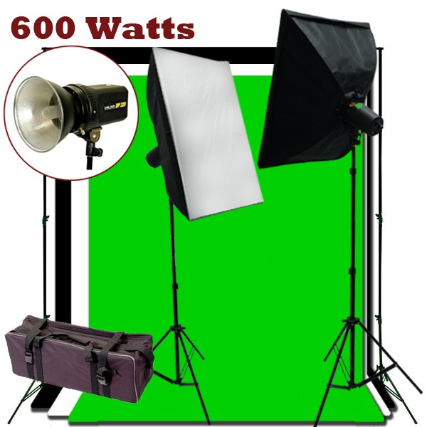 600W Flash/Strobe Softbox Lighting 10x20 ft Photo Studio Kit K05-600S