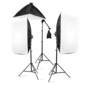 StudioFX 2400 Watt Large Photography Softbox Continuous Photo Lighting Kit 28" x 20" + Boom Arm Hairlight with Sandbag by Kaezi