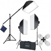 2400 Watt Photo Studio Lighting Softbox Plus Hairlight Boom