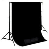 10 x 10 ft. Black Muslin Photography Background with Stand Kit