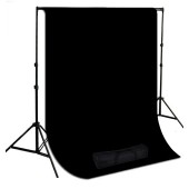 10 x 20 ft. Black Muslin Photography Background with Stand Kit