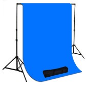 10 x 10 ft. Chromakey Blue Muslin Photography Background with Stand Kit