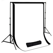 10 x 10 ft. White / Black  Muslin Photography Background with Stand Kit