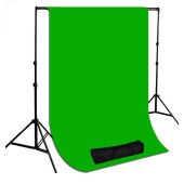 10 x 10 ft. Chromakey Green Muslin Photography Background with Stand Kit