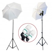 2300 Watt Photo Studio 3 Bulb Holder Lighting Kit Photo Video / 6 x 85w Bulbs / 2 White Umbrella